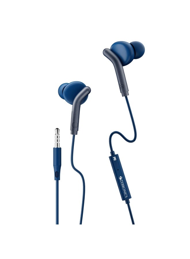ZEBRONICS Bro 3.5Mm Wired in Ear Earphones, in-Line Mic, Deep Bass, 1.2M Strong and Long Lasting Cable, Light Weight, Compatible with Mobile | Tablet | Laptop (Blue) - Image 1